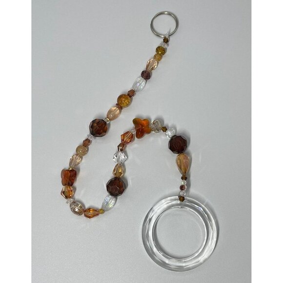 Beaded Suncatcher - Brown Butterfly - Clear Crystal Ring  -  Indoor/Outdoor - Picture 7 of 13